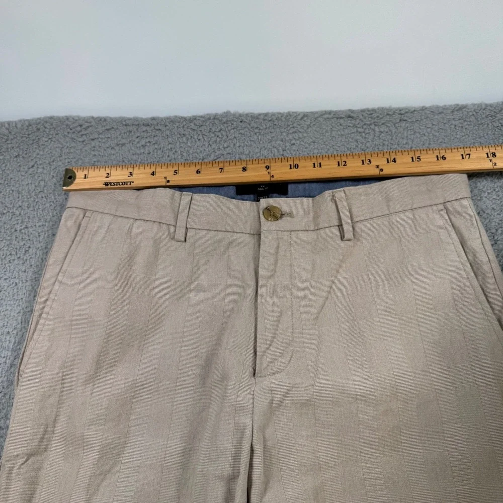 Banana Republic Aiden Fit Mens 33x32 Khaki Beige Striped Cotton Chino Pants Slim